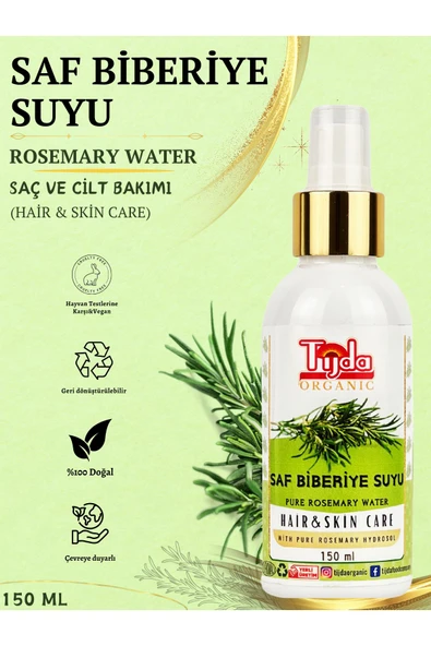 TİJDA Saf Biberiye Suyu Saç Toniği 150 ml %100 Doğal Saç ve Cilt Toniği ürün görseli 1