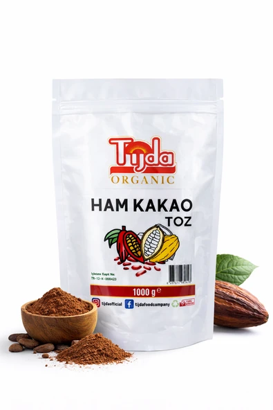TİJDA Organik Ham Kakao Tozu Glütensiz - Vegan 1 Kg ürün görseli 1