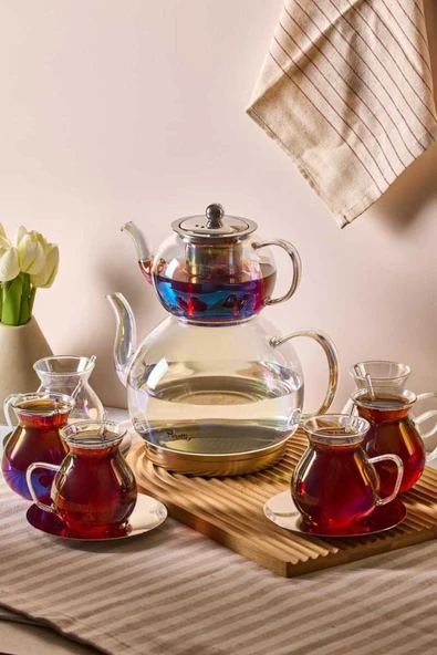 Keyfi Ala Premium 20 Parça Tabanlı Çay Seti 500 ml Demlik 1800 ml Suluk PER16505 ürün görseli 1