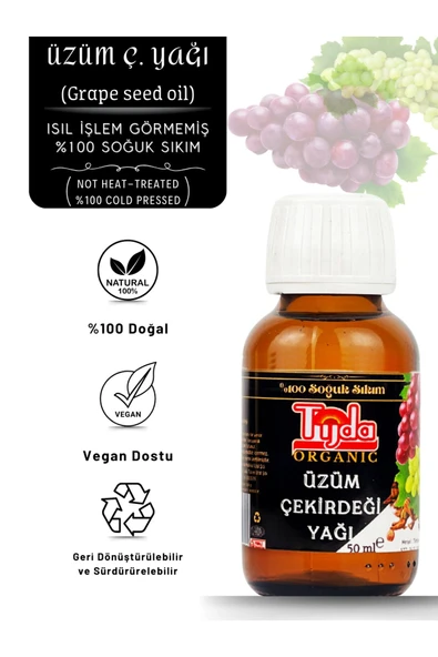 TİJDA Üzüm Çekirdeği Yağı ( %100 Soğuk Sıkım ) 50 Ml ürün görseli 1