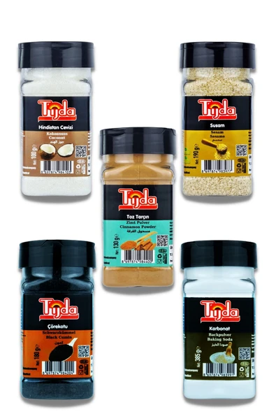 TİJDA Süper Baharat Seti 5' Li (hindistan Cevizi, Susam, Toz Tarçın, Çörek Otu, Karbonat) ürün görseli 1