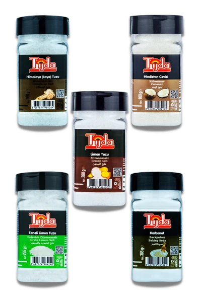 TİJDA Süper Baharat Seti 5'li (himalaya Tuzu, Hindistan Cevizi, Limon Tuzu Toz, Limon Tuzu Tane, Karbonat) ürün görseli 1