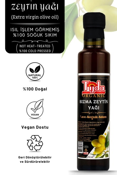TİJDA Sızma Zeytin Yağı ( %100 Soğuk Sıkım ) 250 Ml ürün görseli 1