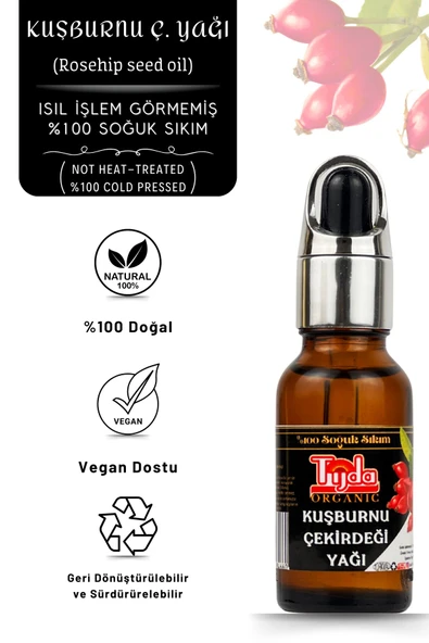 TİJDA Kuşburnu Çekirdeği Yağı %100 Soğuk Sıkım 20 ml (Rosehip seed oil) ürün görseli 1