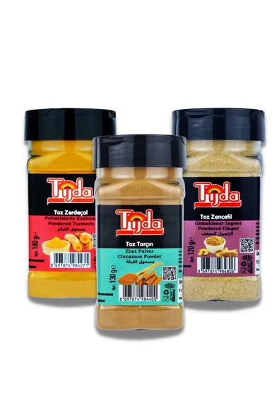 TİJDA Baharat Seti 3'lü ( Zencefil 120 Gr. + Zerdeçal 180 Gr. + Tarçın 130 Gr. ) ürün görseli 1