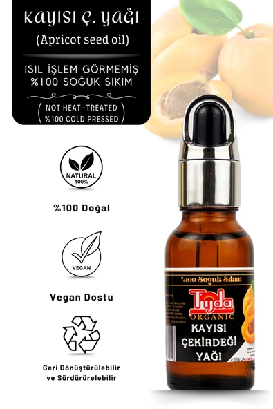 TİJDA Kayısı Çekirdeği Yağı %100 Soğuk Sıkım 20 Ml (Apricot seed oil) ürün görseli 1