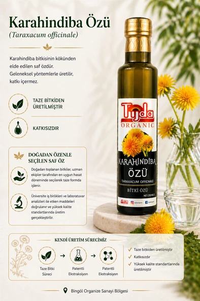 TİJDA Karahindiba Kökü Bitki Özü (TARAXACUM OFFİCİNALE) 250 ml %100 Saf ürün görseli 1