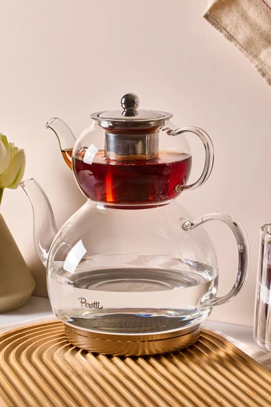 Keyf-i Ala Indüksiyon Tabanlı Borosilikat Cam Çaydanlık Takımı 500 ml Demlik 1800 ml Suluk ürün görseli 1
