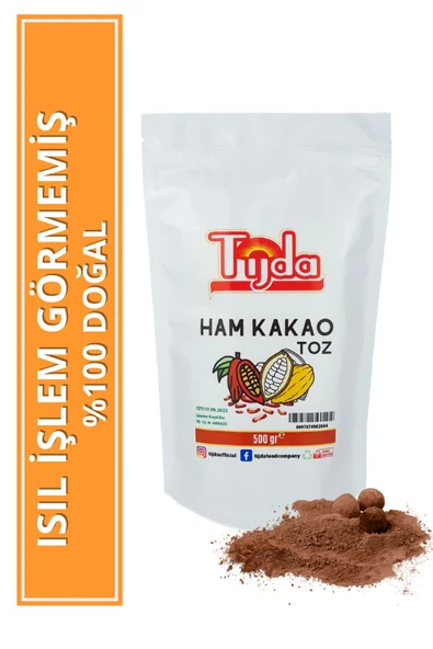 TİJDA Organik Ham Kakao Toz Glutensiz,vegan 500 Gr ürün görseli 1