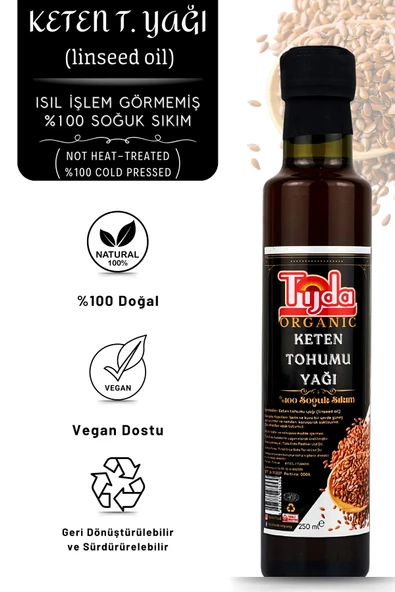 TİJDA Keten Tohumu Yağı ( %100 Soğuk Sıkım ) 250 Ml. ürün görseli 1