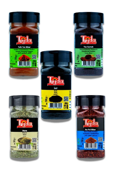 TİJDA Süper Baharat Seti 5'li (toz Biber, Toz Sumak, Isot, Nane, Acı Pul Biber) ürün görseli 1