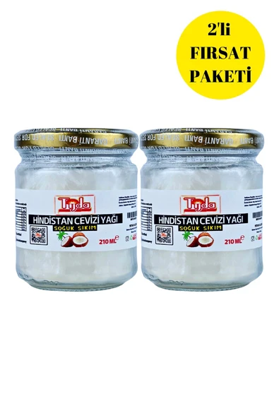 TİJDA 210 Mlx 2 Saf Soğuk Sıkım Hindistan Cevizi Yağı =420ml ürün görseli 1