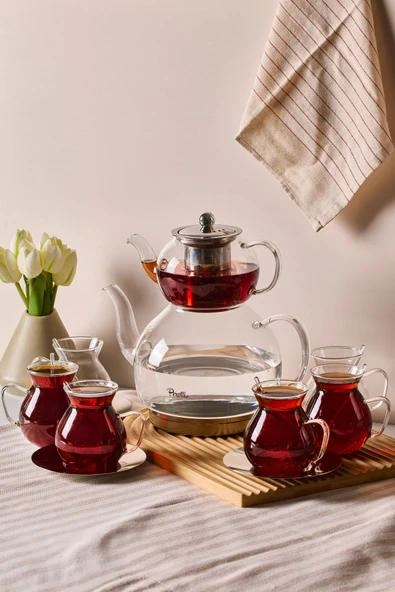 Keyf-i Ala Şeffaf Premium 20 Parça Indüksiyon Tabanlı Borosilikat Çay Seti ürün görseli 1