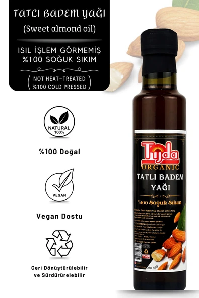 TİJDA Tatlı Badem Yağı ( %100 Soğuk Sıkım ) 250 Ml ürün görseli 1