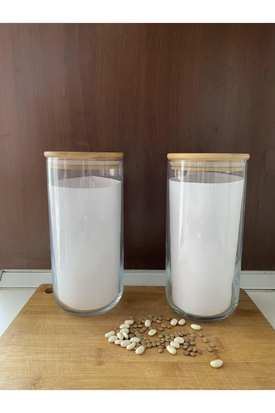 Bambu Kapaklı Cam Kavanoz Duo 1400 Ml (tekli) ürün görseli 1