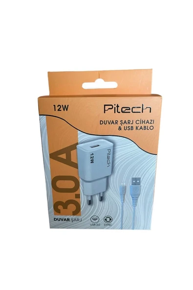Pitech 12 W Type-c Duvar Şarj-duvar Şarj Cihazı & Usb Kablo ürün görseli 1