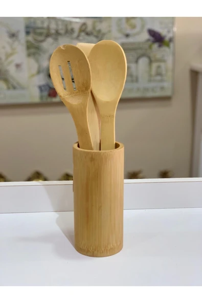 Bambu 3'lü Kaşık Spatula Ve Çatal Set - Resim 3