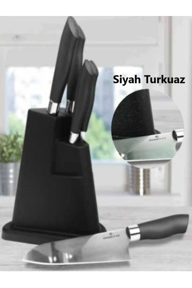 Cheff Delux Siyah Turkuaz 6 Parça Bıçak Seti ürün görseli 1