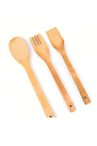 Bambu 3'lü Kaşık Spatula Ve Çatal Set ürün görseli 1