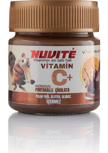 Nuvite C+ Portakallı Keçiboynuzlu Vitaminli Sürülebilir Çikolata 200Gr ürün görseli 1