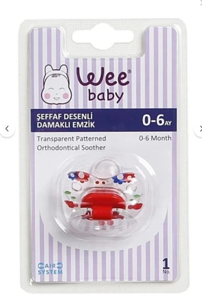 Wee Baby Şeffaf Desenli Damaklı No 1 Emzik 0-6 Ay ürün görseli 1