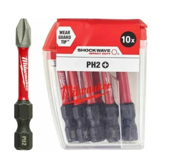 Milwaukee Shockwave Bits Uç Ph2 50Mm 10lu Paket - Resim 2