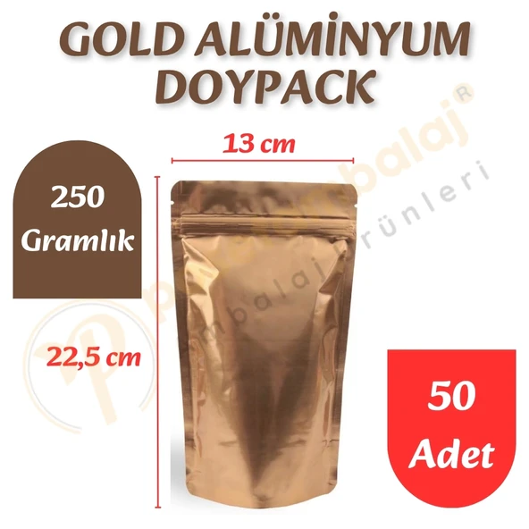Gold Alüminyum Doypack 13x22,5x7 cm (50 Adet) ürün görseli 1