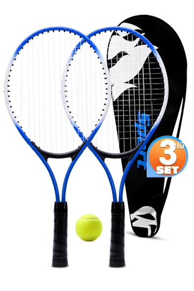 3lü SET Deluxe 21 İnç Çocuk Genç Tenis Raketi SETİ Çantalı Çocuk Tennis L2 Grip 53 cm Mavi 670 ürün görseli 1