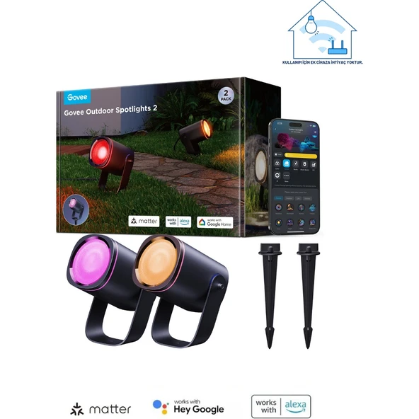 Govee RGBICWW Dış Mekan Spot Aydınlatma - 2'li Paket ürün görseli 1
