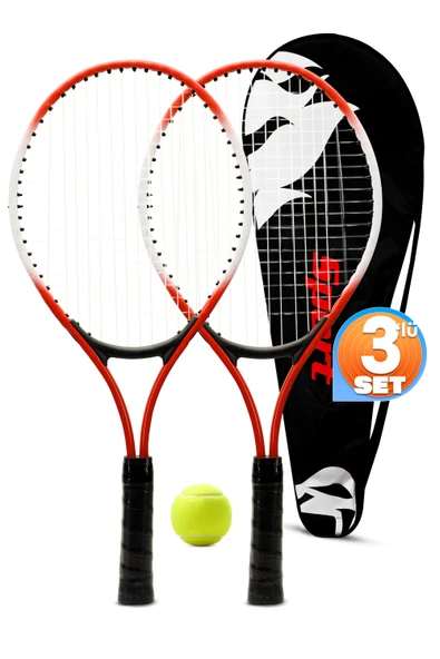 3lü SET Deluxe 21 İnç Çocuk Genç Tenis Raketi SETİ Çantalı Çocuk Tennis L2 Grip 53 cm Kırmızı 670 ürün görseli 1