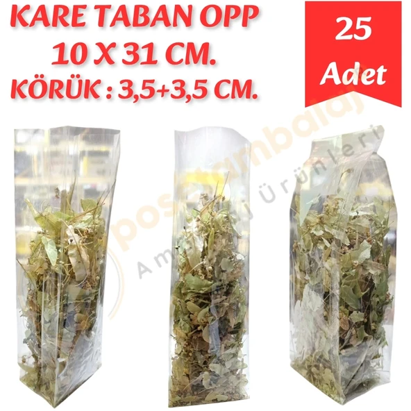 Kare Taban Körüklü OPP 10x31+7 cm (25 Adet) ürün görseli 1