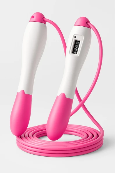 Atlama İpi Uzunluk Ayarlanabilir Mekanik Sayaçlı Ayarlı Göstergeli Atlama İpi Jump Rope Pembe 5006 ürün görseli 1