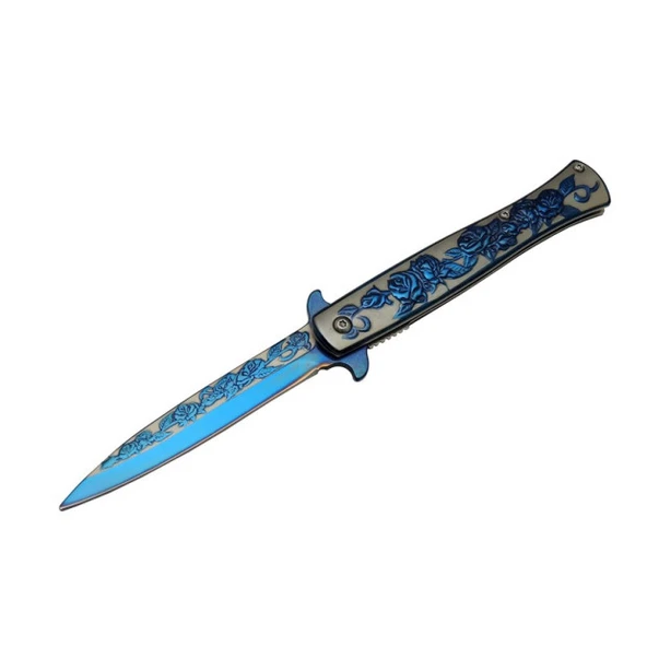 Metal Güllü Çakı Blue Marka:Sibirya Ürün Kodu: HC012 BL 22,5 CM ürün görseli 1