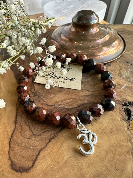 Mikro Faset Kesim Mahogany Obsidyen Bileklik ürün görseli 1