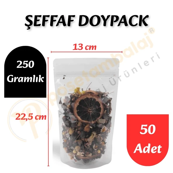 Şeffaf Doypack 13x22,5x7 cm (50 Adet) ürün görseli 1