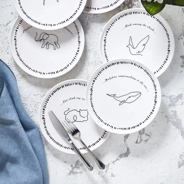 Fecra Animal 6 Parça Pasta Tabağı Seti - Resim 2