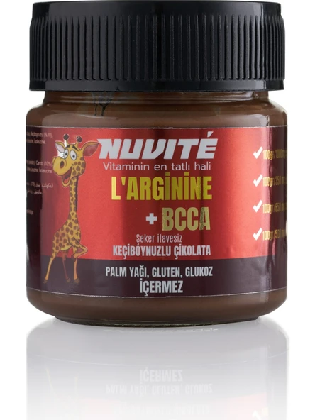 Nuvite L- Arginine + Bcaa 'lı Keçiboynuzlu Şekersiz Vitaminli Çikolata 200GR ürün görseli 1