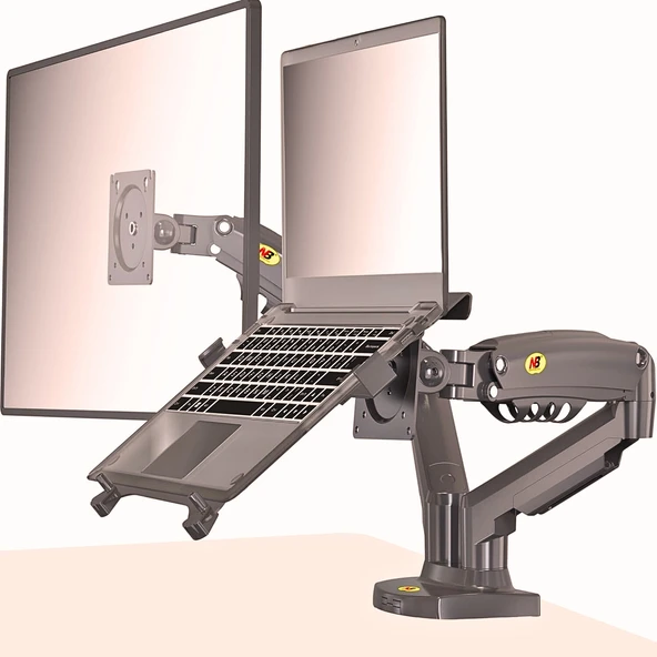 TriLine NB F160+FP Gazlı Çift Kol North Bayou 17-30"Monitör 10"-17" Dizüstü Bilgisayar Vesa Monitör Standı ürün görseli 1