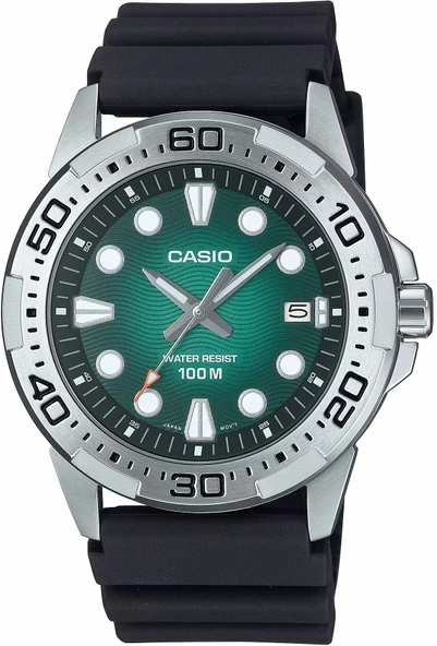 Casio MTD-140-3AVDF Quartz Silikon Siyah Yeşil Kadran 10 ATM 44 mm Erkek Kol Saati ürün görseli 1