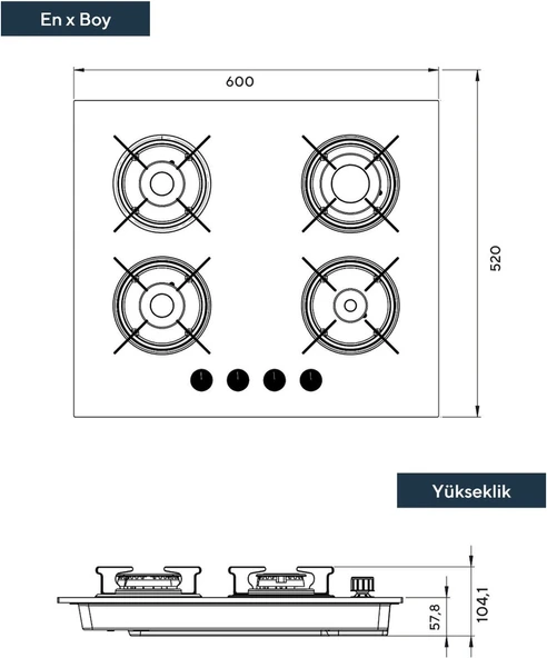 Kumtel M6-40BF Violet Ankastre  Ocak Siyah - Resim 4