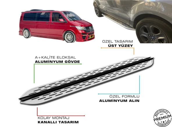 T6 TRANSPORTER CAMLI VAN UZUN ŞASE ARACA ÖZEL PRV1 YAN BASAMAK 2016 2017 2018 2019 2020 2021 2022 2023 2024 ürün görseli 1
