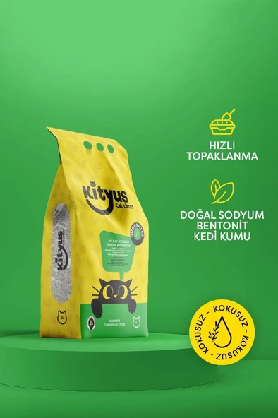 Kityus Hassas Kediler Için Tozsuz,topaklanan, Kokusuz Bentonit Kedi Kumu 5lt ürün görseli 1