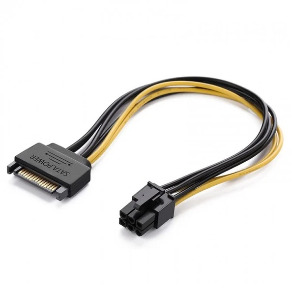 sata power to 6 pin power kablo 15pin sata to 6pin GPU için power kablo 20cm ürün görseli 1