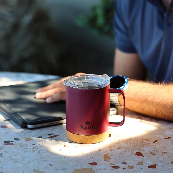 Igloo Cork Mug 350ml-BORDO - Resim 8