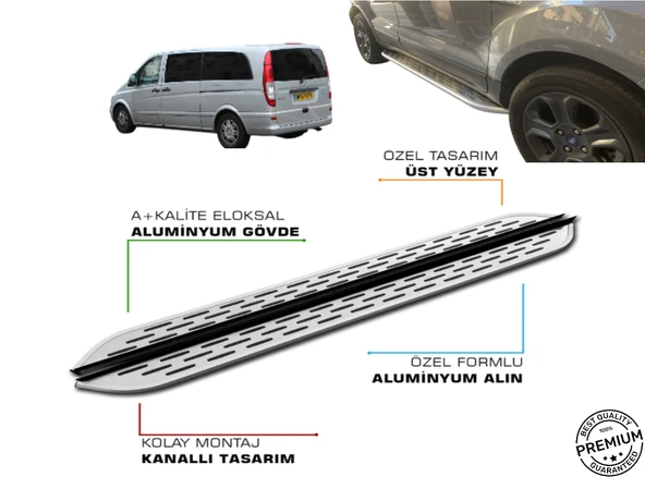 MERCEDES VIONA UZUN ŞASE ARACA ÖZEL YAN BASAMAK 2004 2005 2006 2007 2008 2009 2010 2011 2012 2013 2014 ürün görseli 1