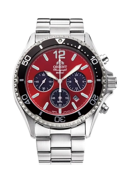 Orient Mako RA-TX0207R10B Quartz Solar Çelik Gri Kırmızı Kadran Safir Kristal 20 ATM 43 mm Erkek Kol Saati ürün görseli 1