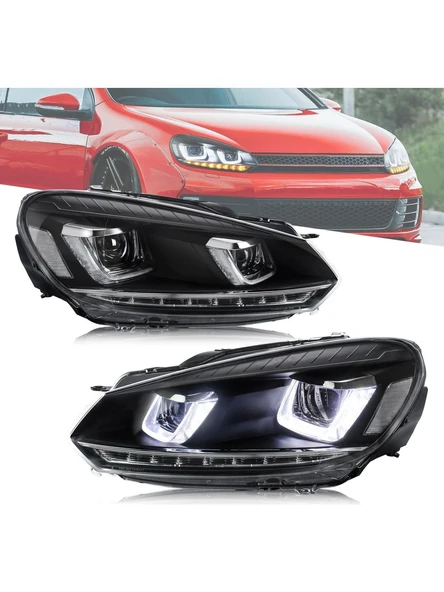 Vw Golf 6 Mk6 2009-2012 Çift U Ledli Ön Far ürün görseli 1