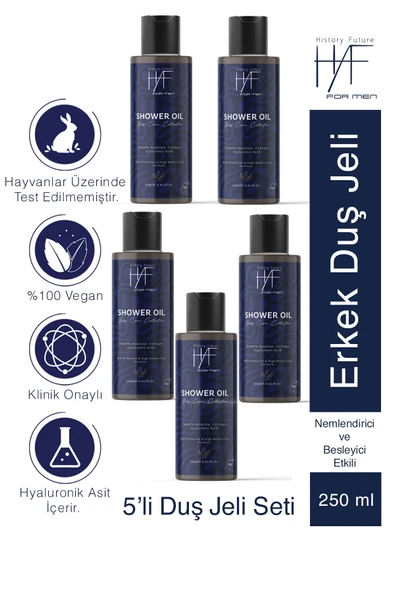 History And Future Erkeklere Özel Derin Temizlik Ferahlatıcı Bakım Nemlendirici Etkili Besleyici Duş Jeli Seti 250ml x5 ürün görseli 1