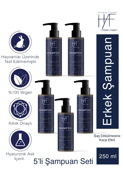 History And Future Vitamin Ve Protein Destekli Saç Dökülmesine Karşı Besleyici Nemlendirici Şampuan Seti 250 ml x5 ürün görseli 1