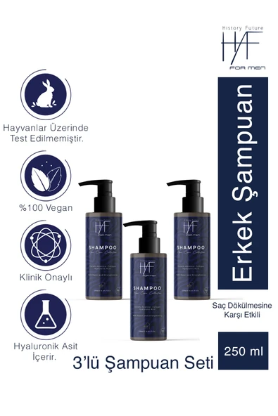 History And Future Vitamin Ve Protein Destekli Saç Dökülmesine Karşı Besleyici Nemlendirici Şampuan Seti 250 ml x3 ürün görseli 1